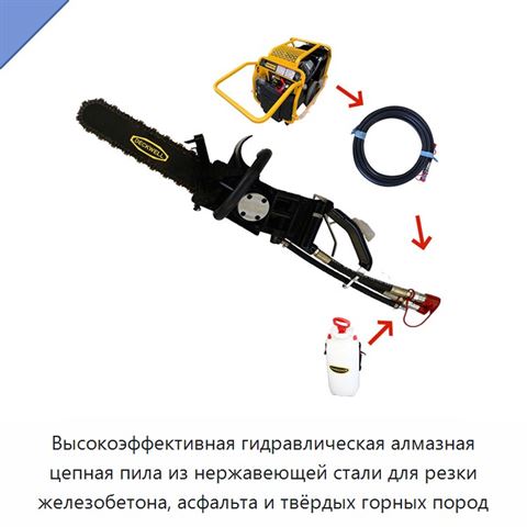 Высокоэффективная гидравлическая алмазная цепная пила из нержавеющей стали для резки железобетона, асфальта и твёрдых горных пород