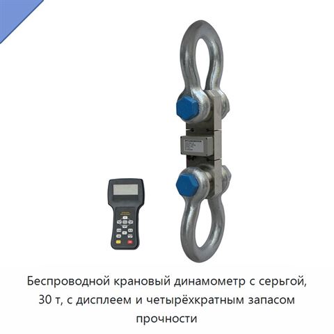 Беспроводной крановый динамометр с серьгой, 30 т, с дисплеем и четырёхкратным запасом прочности