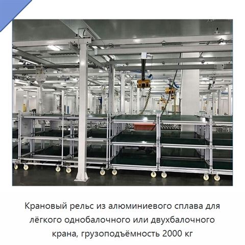 Крановый рельс из алюминиевого сплава для лёгкого однобалочного или двухбалочного крана, грузоподъёмность 2000 кг