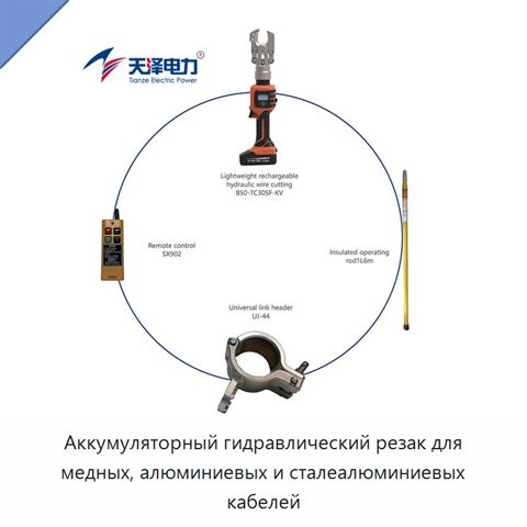 Аккумуляторный гидравлический резак для медных, алюминиевых и сталеалюминиевых кабелей
