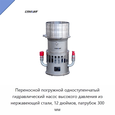 Переносной погружной одноступенчатый гидравлический насос высокого давления из нержавеющей стали, 12 дюймов, патрубок 300 мм