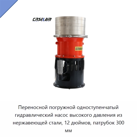 Переносной погружной одноступенчатый гидравлический насос высокого давления из нержавеющей стали, 12 дюймов, патрубок 300 мм