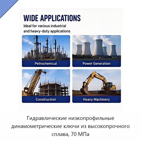 Гидравлические низкопрофильные динамометрические ключи из высокопрочного сплава, 70 МПа