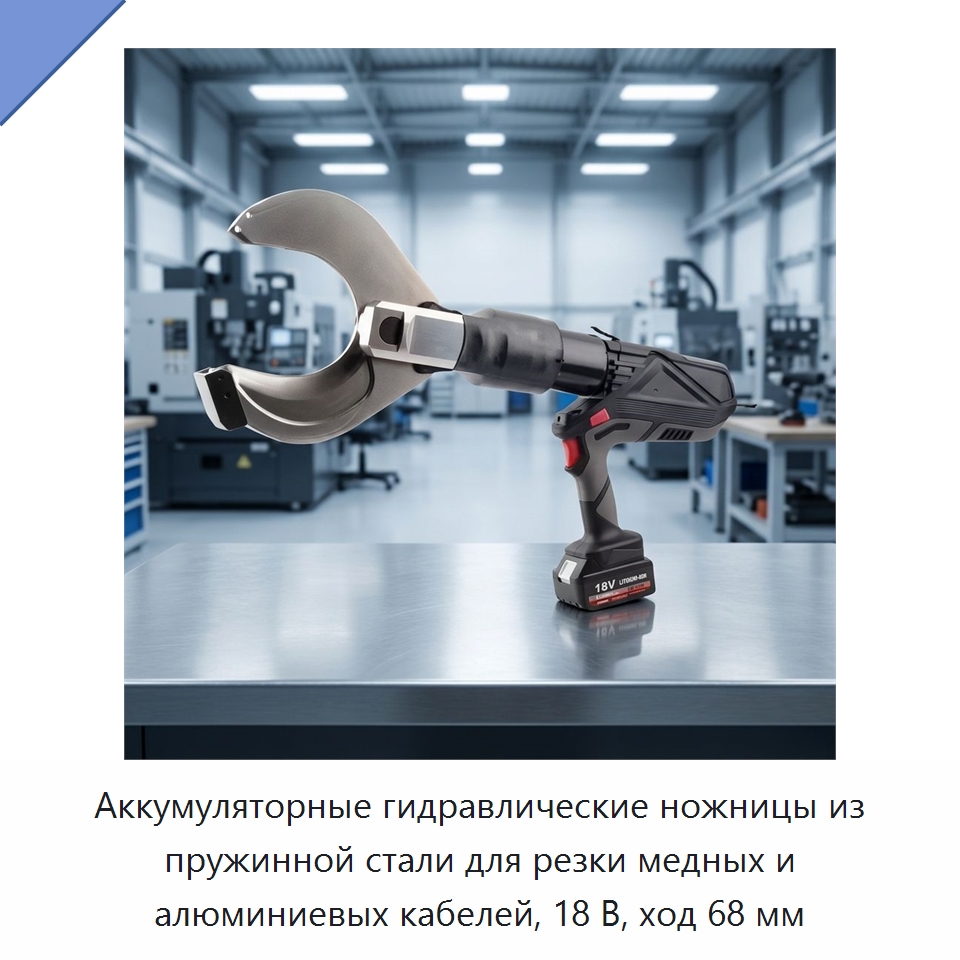 Аккумуляторные гидравлические ножницы из пружинной стали для резки медных и алюминиевых кабелей, 18 В, ход 68 мм — Прочие гидравлические инструменты