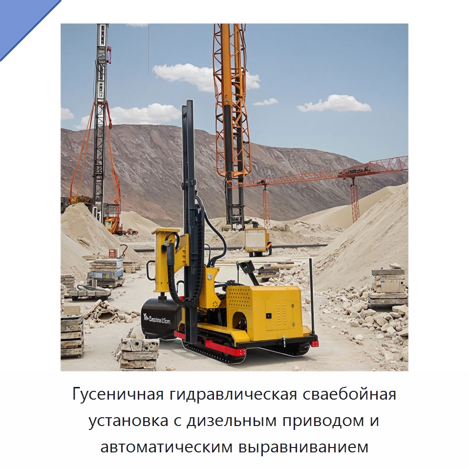 Гусеничная гидравлическая сваебойная установка с дизельным приводом и автоматическим выравниванием