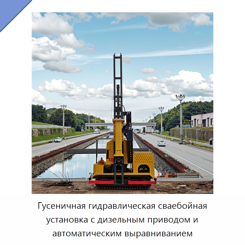 Гусеничная гидравлическая сваебойная установка с дизельным приводом и автоматическим выравниванием