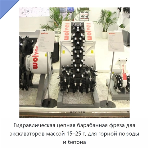 Гидравлическая цепная барабанная фреза для экскаваторов массой 15–25 т, для горной породы и бетона