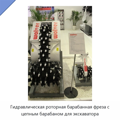 Гидравлическая роторная барабанная фреза с цепным барабаном для экскаватора