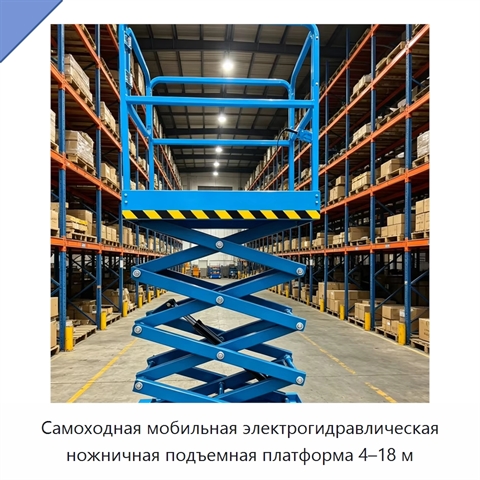 Самоходная мобильная электрогидравлическая ножничная подъемная платформа 4–18 м