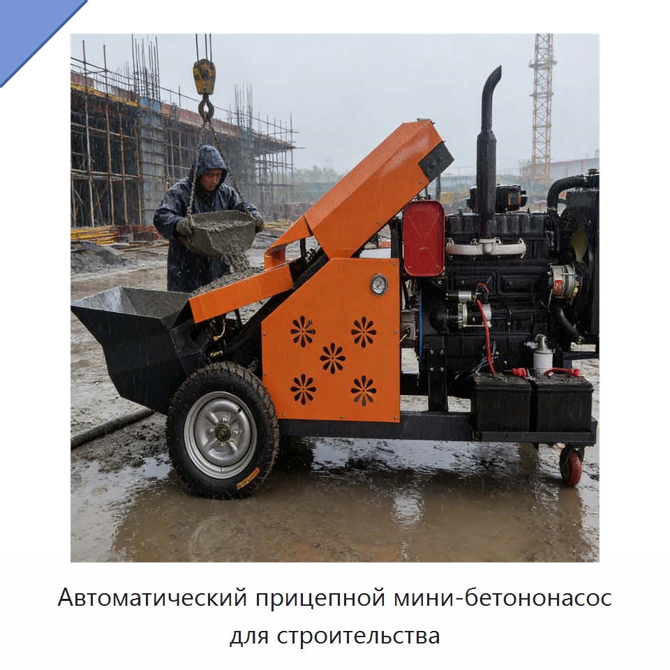 Автоматический прицепной мини-бетононасос для строительства — Бетонная техника