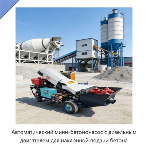 Автоматический мини-бетононасос с дизельным двигателем для наклонной подачи бетона