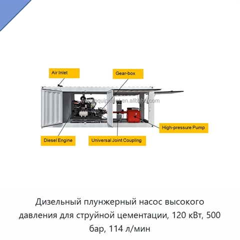 Дизельный плунжерный насос высокого давления для струйной цементации, 120 кВт, 500 бар, 114 л/мин