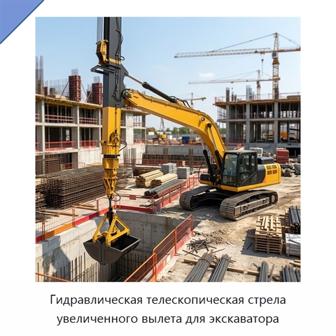 Гидравлическая телескопическая стрела увеличенного вылета для экскаватора