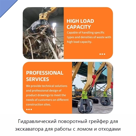 Гидравлический поворотный грейфер для экскаватора для работы с ломом и отходами