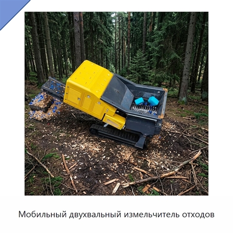 Мобильный двухвальный измельчитель отходов