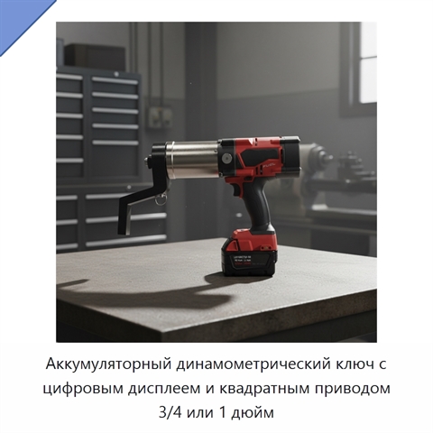Аккумуляторный динамометрический ключ с цифровым дисплеем и квадратным приводом 3/4 или 1 дюйм