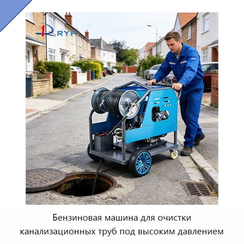 Бензиновая машина для очистки канализационных труб под высоким давлением
