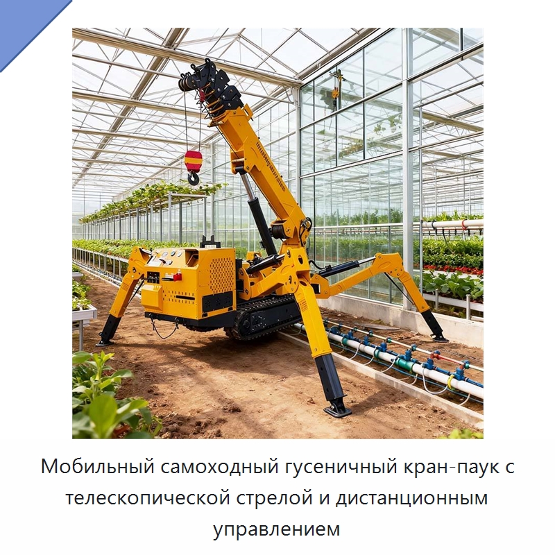 Мобильный самоходный гусеничный кран-паук с телескопической стрелой и дистанционным управлением — Краны