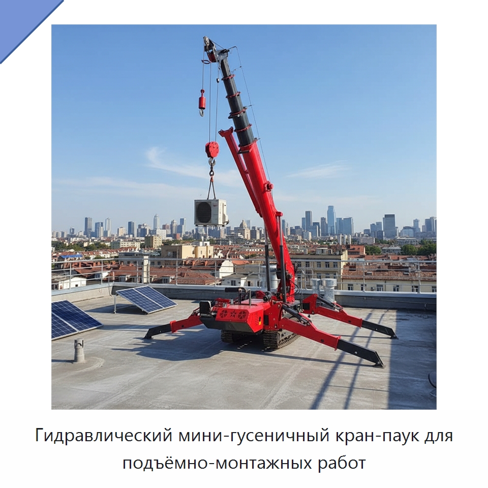 Гидравлический мини-гусеничный кран-паук для подъёмно-монтажных работ — Краны
