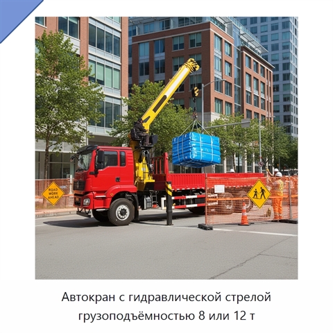 Автокран с гидравлической стрелой грузоподъёмностью 8 или 12 т