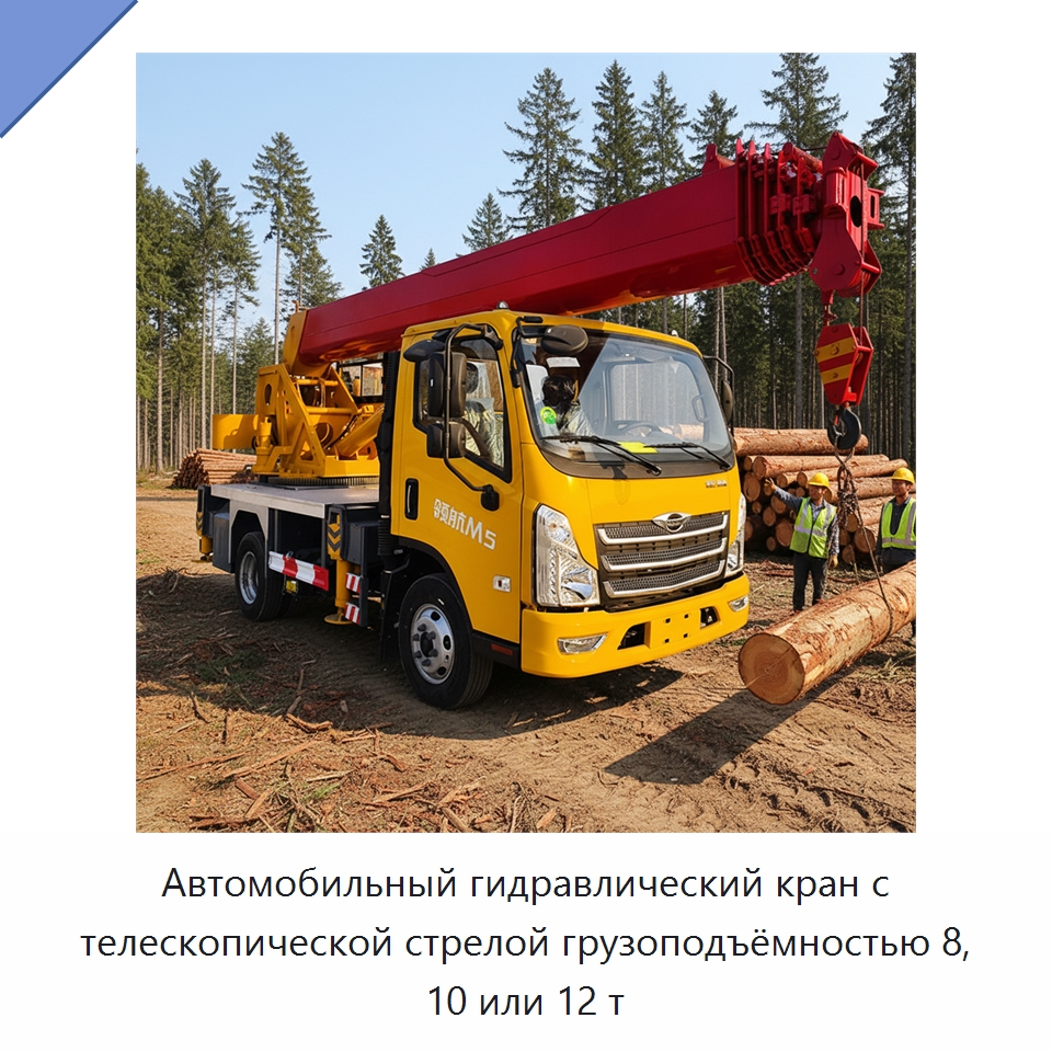 Автомобильный гидравлический кран с телескопической стрелой грузоподъёмностью 8, 10 или 12 т — Краны