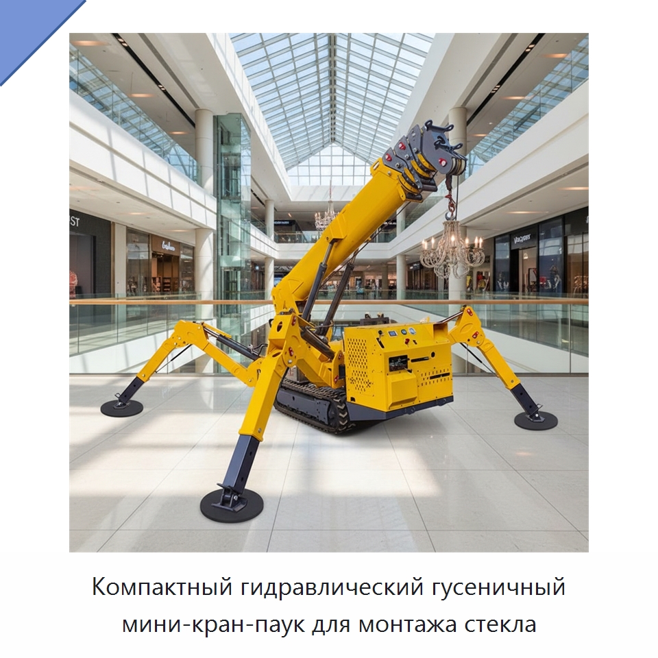 Компактный гидравлический гусеничный мини-кран-паук для монтажа стекла — Краны