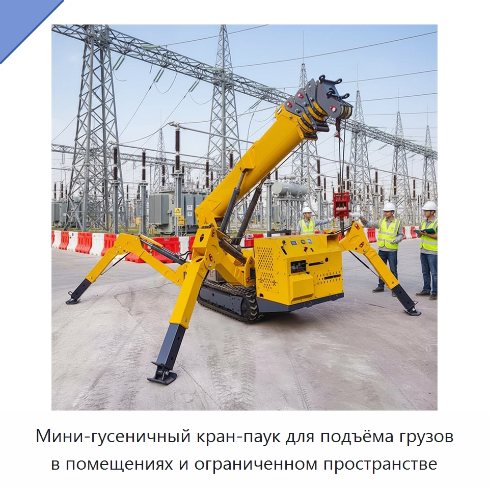 Мини-гусеничный кран-паук для подъёма грузов в помещениях и ограниченном пространстве — Краны