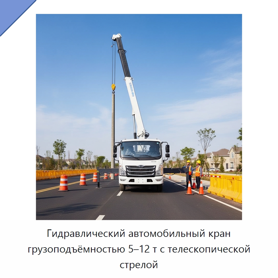Гидравлический автомобильный кран грузоподъёмностью 5–12 т с телескопической стрелой — Краны