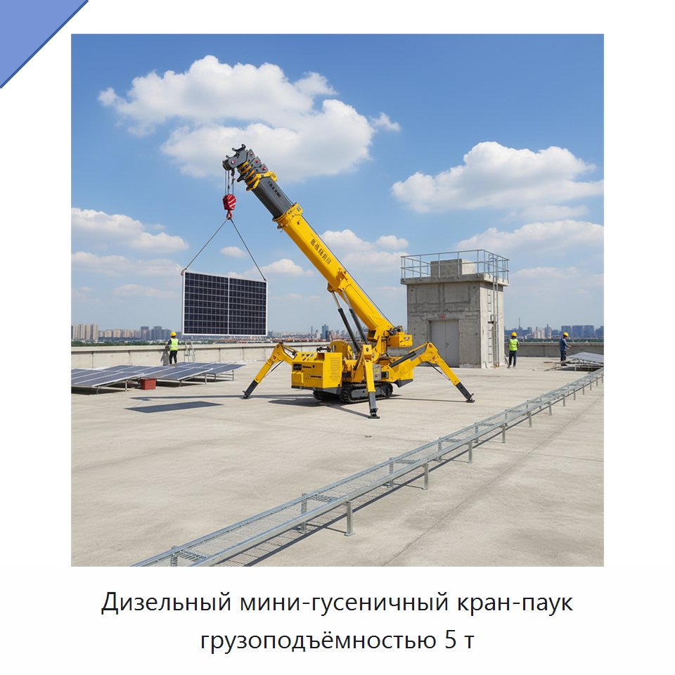 Дизельный мини-гусеничный кран-паук грузоподъёмностью 5 т — Краны