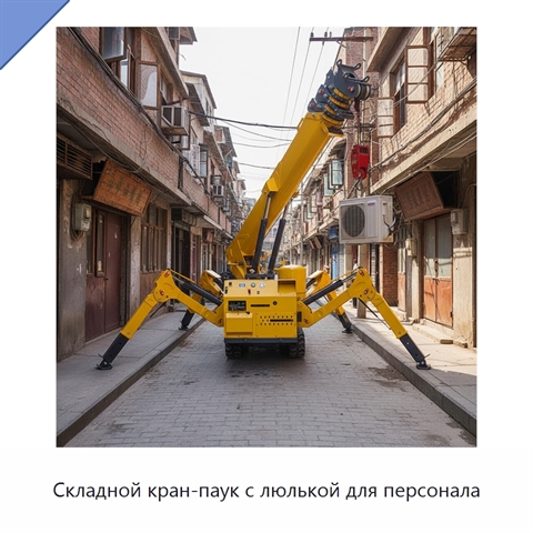 Складной кран-паук с люлькой для персонала