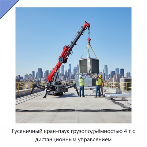 Гусеничный кран-паук грузоподъёмностью 4 т с дистанционным управлением