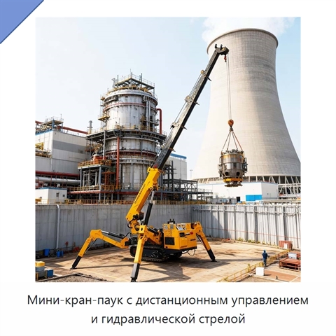 Мини-кран-паук с дистанционным управлением и гидравлической стрелой