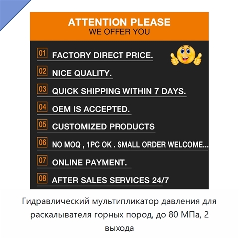 Гидравлический мультипликатор давления для раскалывателя горных пород, до 80 МПа, 2 выхода