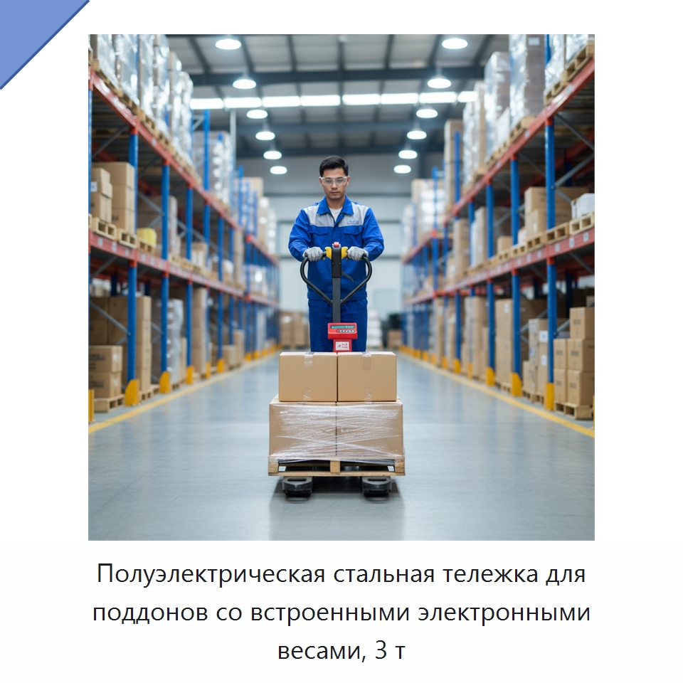 Полуэлектрическая стальная тележка для поддонов со встроенными электронными весами, 3 т — Домкраты