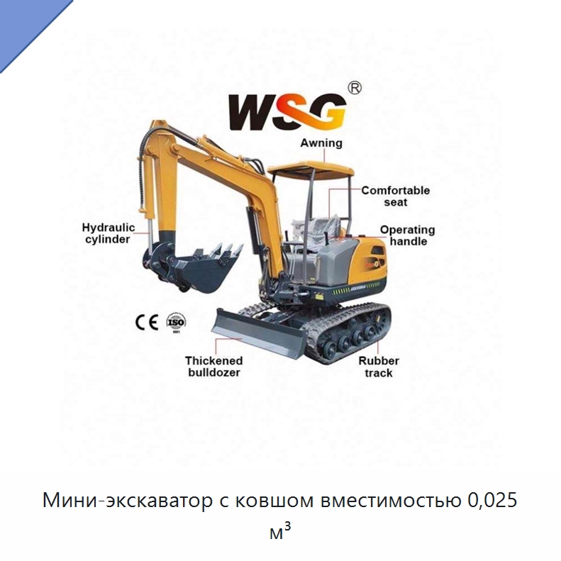 Мини-экскаватор с ковшом вместимостью 0,025 м³ — Землеройная техника