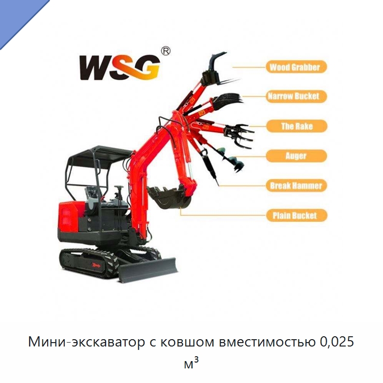 Мини-экскаватор с ковшом вместимостью 0,025 м³ — Землеройная техника
