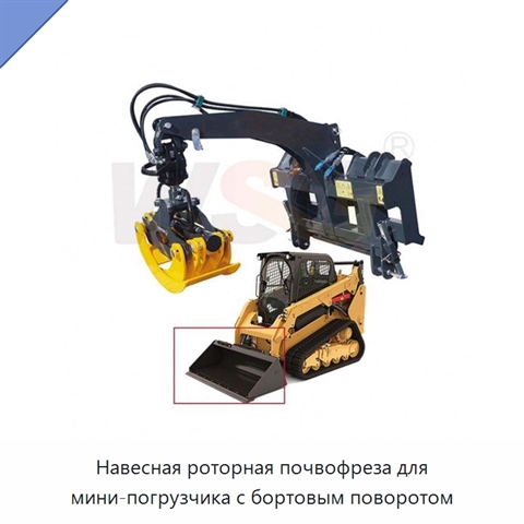 Навесная роторная почвофреза для мини-погрузчика с бортовым поворотом