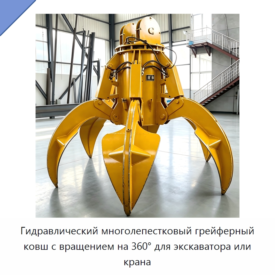Гидравлический многолепестковый грейферный ковш с вращением на 360° для экскаватора или крана — Навесное оборудование для строительной техники