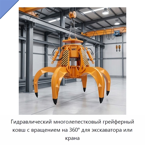 Гидравлический многолепестковый грейферный ковш с вращением на 360° для экскаватора или крана