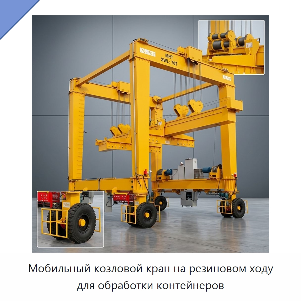 Мобильный козловой кран на резиновом ходу для обработки контейнеров — Краны