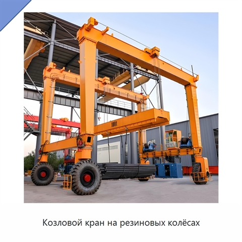 Козловой кран на резиновых колёсах