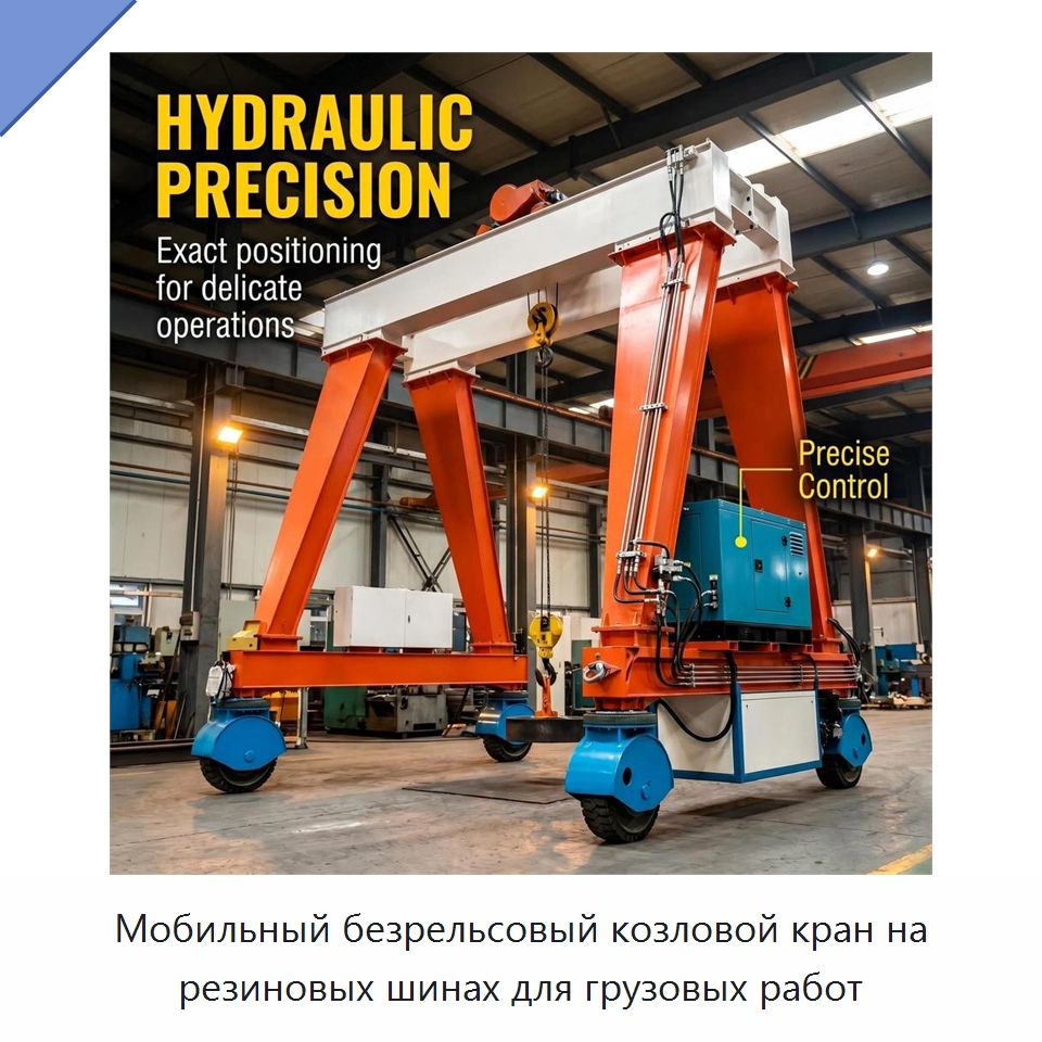 Мобильный безрельсовый козловой кран на резиновых шинах для грузовых работ — Краны