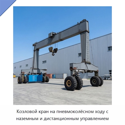 Козловой кран на пневмоколёсном ходу с наземным и дистанционным управлением