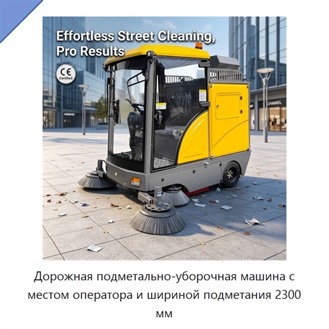 Дорожная подметально-уборочная машина с местом оператора и шириной подметания 2300 мм