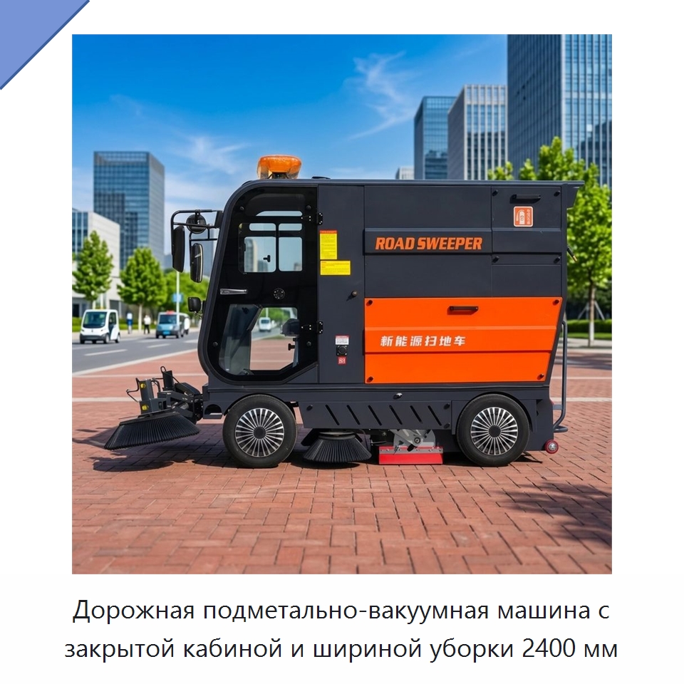 Дорожная подметально-вакуумная машина с закрытой кабиной и шириной уборки 2400 мм — Подметальные машины