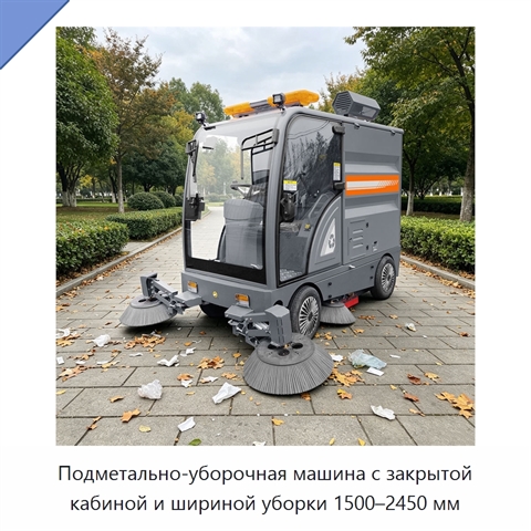 Подметально-уборочная машина с закрытой кабиной и шириной уборки 1500–2450 мм