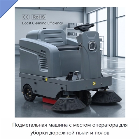 Подметальная машина с местом оператора для уборки дорожной пыли и полов