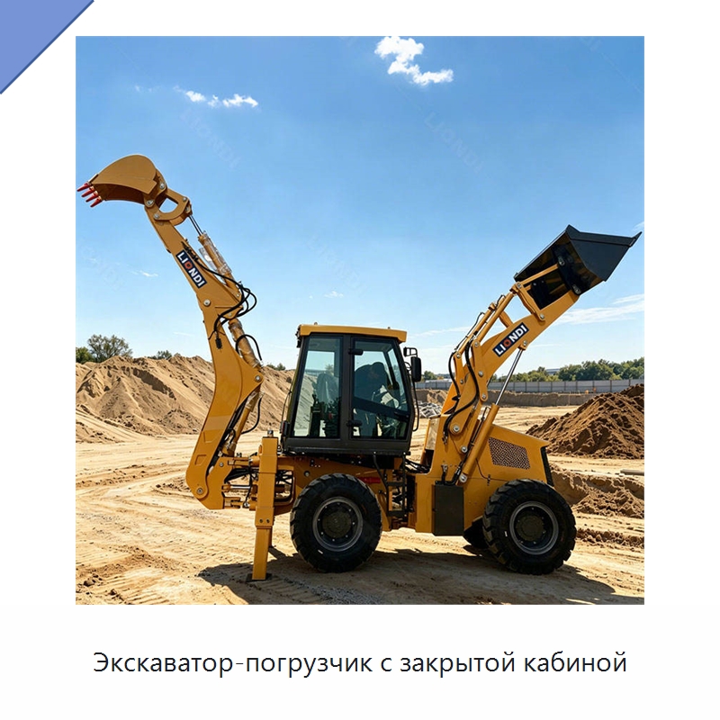 Экскаватор-погрузчик с закрытой кабиной — Землеройная техника