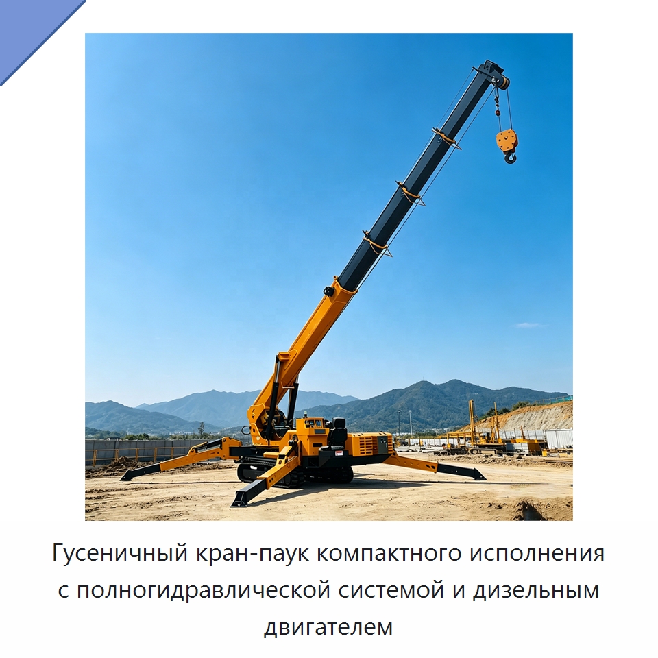 Гусеничный кран-паук компактного исполнения с полногидравлической системой и дизельным двигателем — Краны
