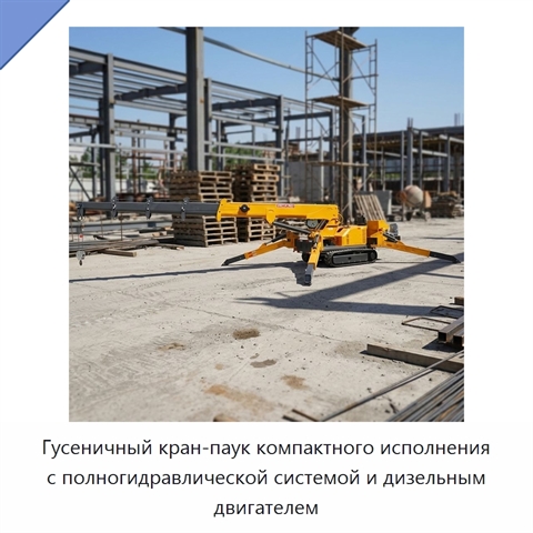 Гусеничный кран-паук компактного исполнения с полногидравлической системой и дизельным двигателем